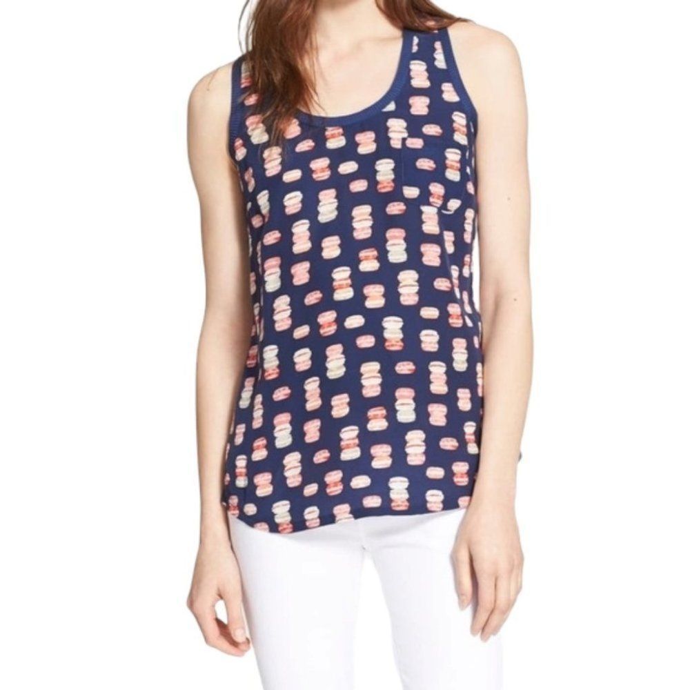 Joie Alicia Macaron Print Silk Sleeveless Blouse